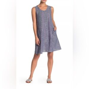Max Studio Blue/grey Sleeveless‎ Linen Blend Dress - Size Large